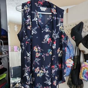 Van Heusen Navy Floral Blouse